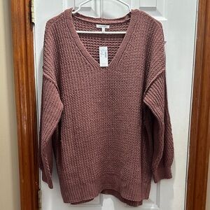 Maurices V-Neck Sweater in Mauve